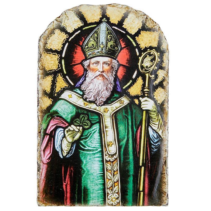 St Patrick Arched Tile Plaque with Wire Stand (Marco Sevelli Collection) - 8.5" H - Saint-Mike.org