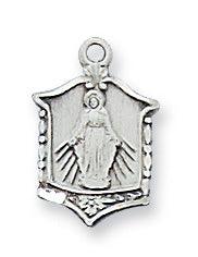 Small Vintage Six Sided Blessed Mother Pendant - 16" Chain - Saint-Mike.org