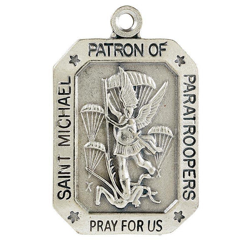St. Michael Paratrooper Pendant Necklace Pewter - 24" Chain - Saint-Mike.org