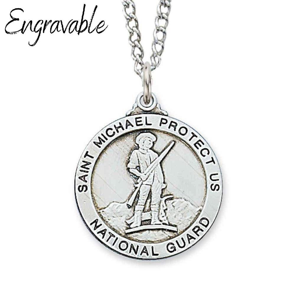 Sterling Silver St. Michael National Guard Pendant - 24" Chain - Saint-Mike.org