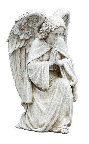 Praying Angel Stone Garden Statue - 12" H - Saint-Mike.org