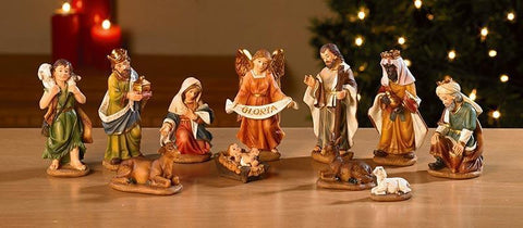11 Piece Nativity Scene Figurine Set - 3.5" H - Saint-Mike.org