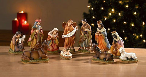 11 Piece Nativity Scene Figurine Set - 4.5" H - Saint-Mike.org