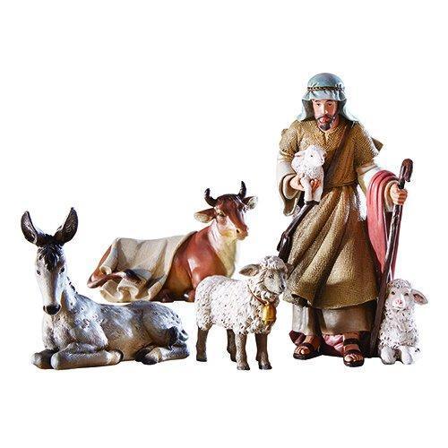 4 Piece Shepherd and Animal Nativity Scene Figurines (Bethlehem Nights Collection) - 5" H - Saint-Mike.org