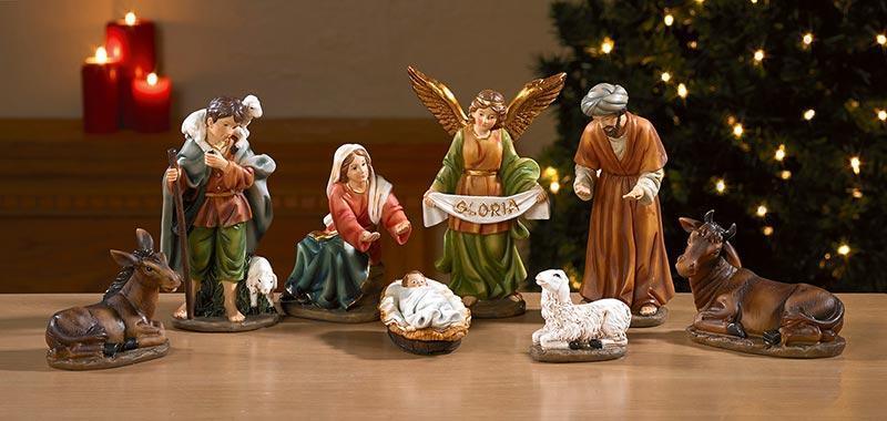 8 Piece Nativity Scene Figurines Detachable Jesus - 6" H - Saint-Mike.org