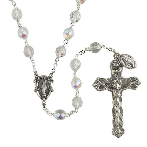 Aurora Borealis Vienna Collection Rosary - 8mm Bead - Saint-Mike.org