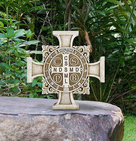 St. Benedict Stepping Stone Cross (Monte Cassino Collection) - 11" H - Saint-Mike.org