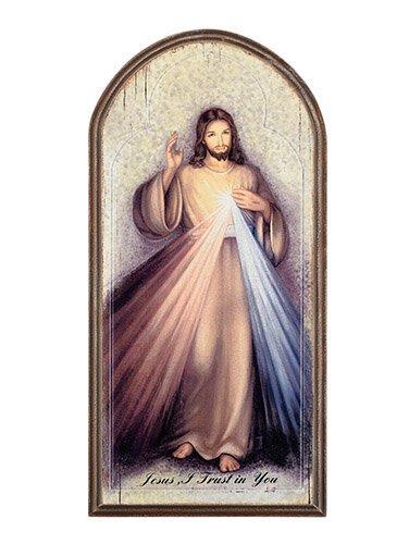 Divine Mercy Arched Wood Plaque (Rufina Collection) - 15" H - Saint-Mike.org