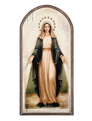 Our Lady of Grace Arched Wood Plaque (Rufina Collection) - 15" H - Saint-Mike.org
