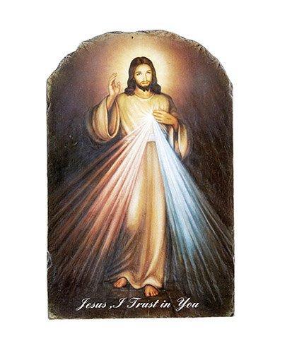 Divine Mercy Arched Tile Plaque (Marco Sevelli Collection) - 8.5" H - Saint-Mike.org