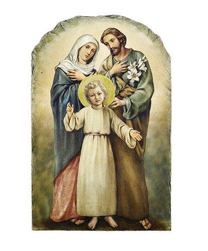 Holy Family Arched Tile Plaque (Marco Sevelli Collection) - 8.5" H - Saint-Mike.org