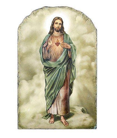 Sacred Heart Arched Tile Plaque (Marco Sevelli Collection) - 8.5" H - Saint-Mike.org