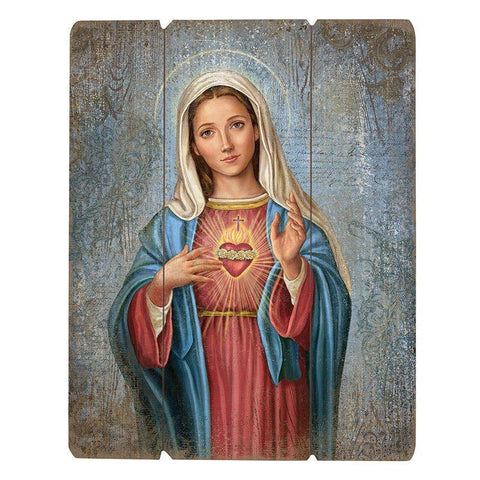 Immaculate Heart Wood Pallet (Ars Sacra Collection) - 15" H - Saint-Mike.org