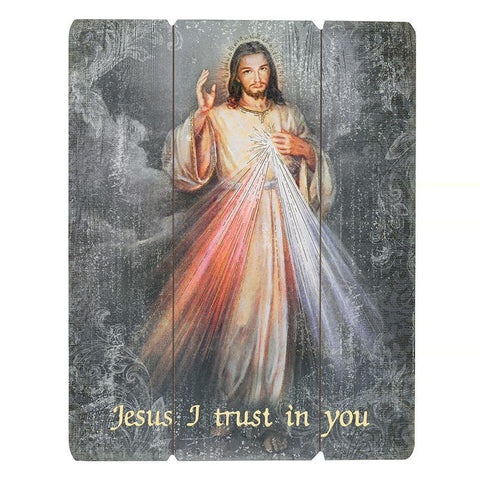 Divine Mercy Wood Pallet (Ars Sacra Collection) - 15" H - Saint-Mike.org