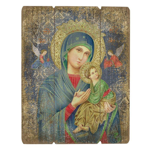 Our Lady of Perpetual Help Wood Pallet (Ars Sacra Collection) - 15" H - Saint-Mike.org