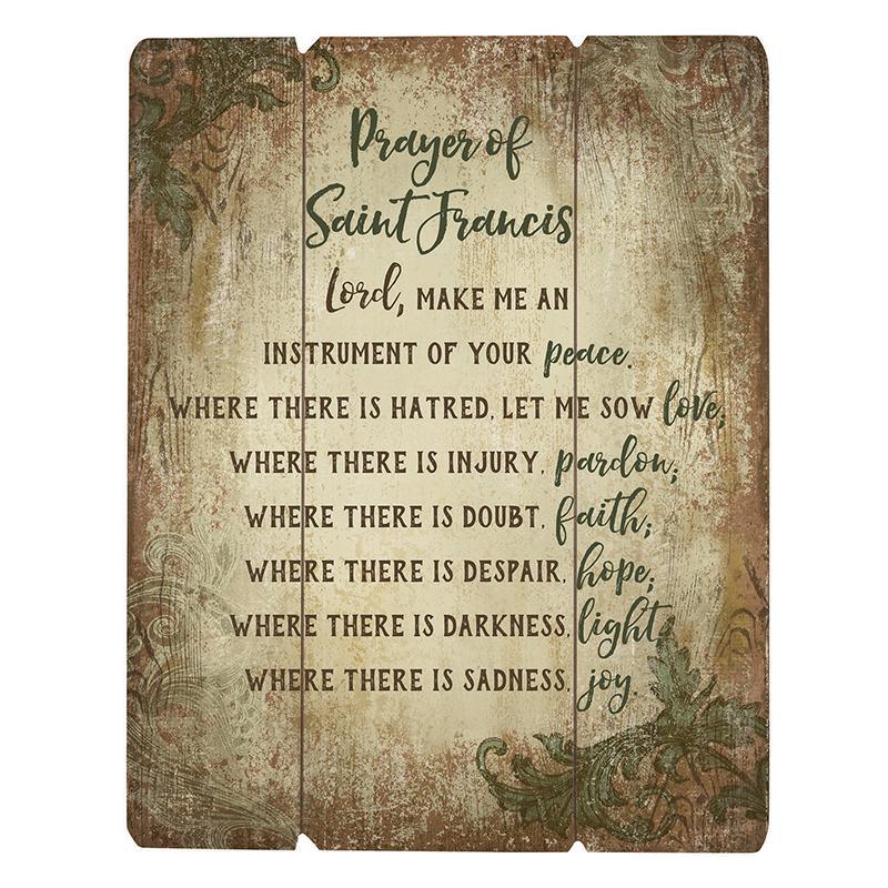 St. Francis Prayer Wood Pallet (Ars Sacra Collection) - 15" H - Saint-Mike.org