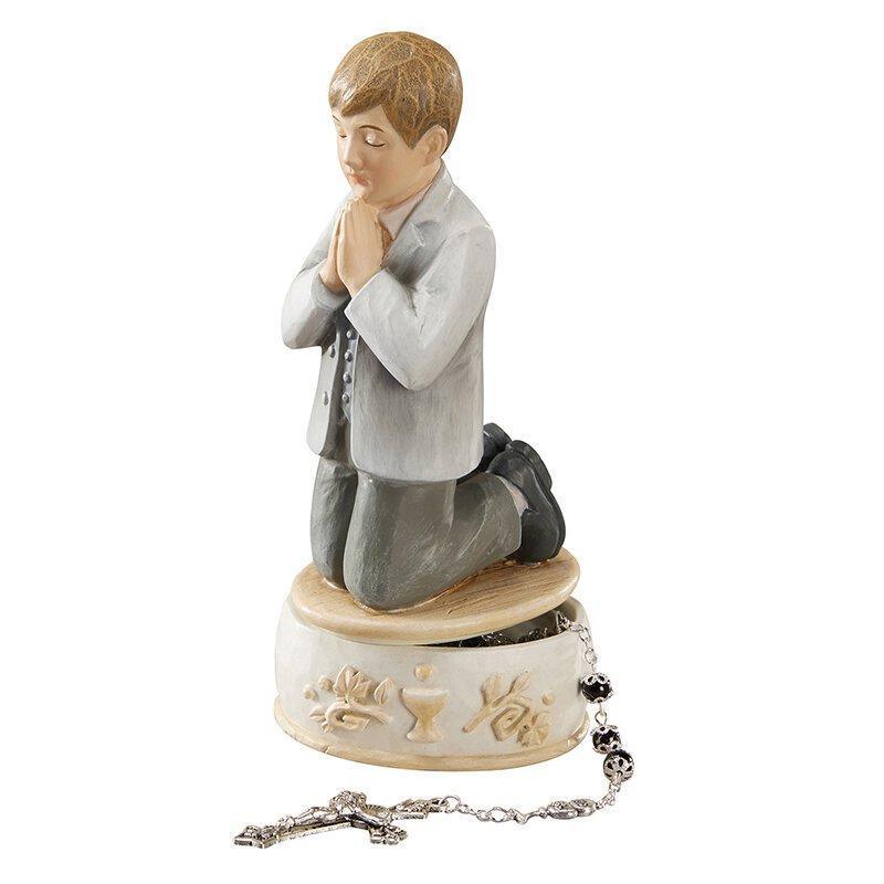 Boy Remembrance First Communion Rosary Box Figurine (Forever Blessed Collection) - 6" H - Saint-Mike.org