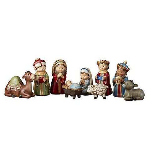 Children's Christmas Pageant Nativity Set Figurines (9 piece) - 4" H - Saint-Mike.org