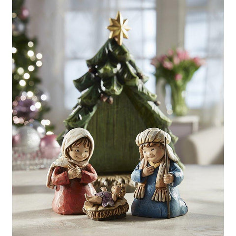Children's Nativity Scene Tree Figurine (Child is Born Collection) - 10" H - Saint-Mike.org