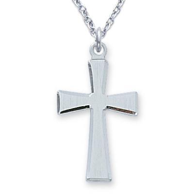 Cross Necklace for Men Sterling Silver .875" Pendant - 18" Chain - Saint-Mike.org