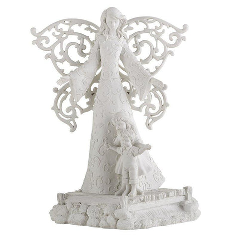 Guardian Angel Statue White - 8" - Saint-Mike.org
