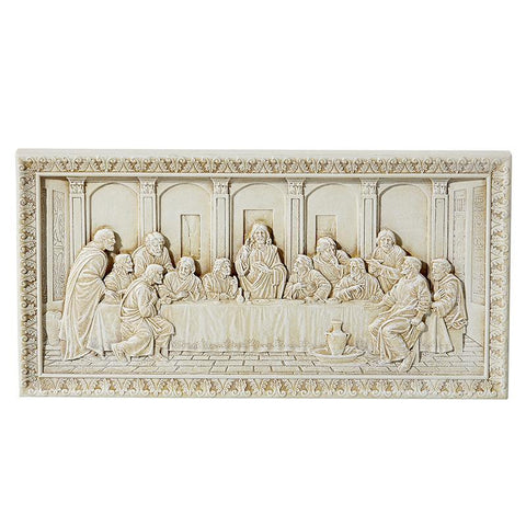 Last Supper Stone Finish Plaque - 10.5" W - Saint-Mike.org