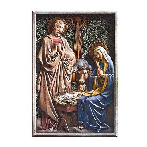 Holy Family Nativity Plaque (Christmas Treasures Collection) - 13" H - Saint-Mike.org