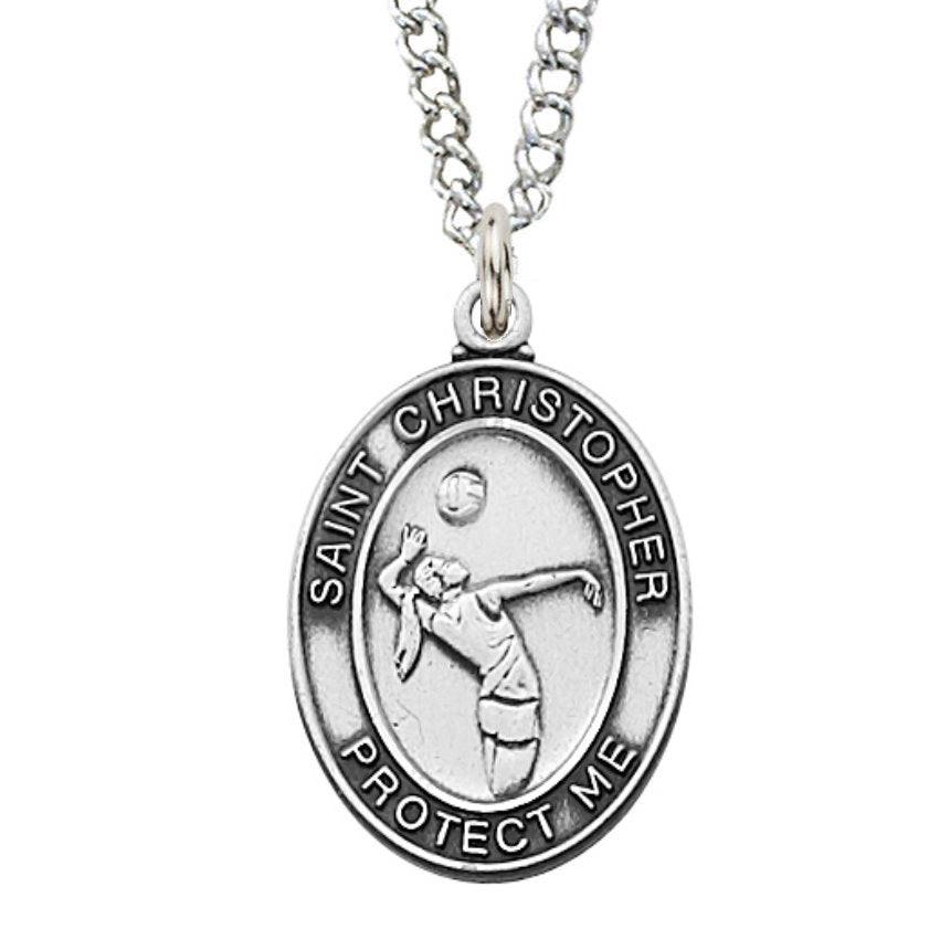 St. Christopher Girls Volleyball Medal Necklace - 18" Chain - Saint-Mike.org