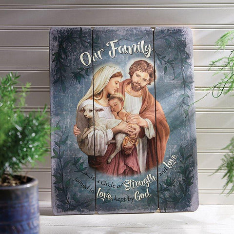 Family Is A Circle Wood Pallet (Ars Sacra Collection) - 15" H - Saint-Mike.org