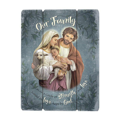 Family Is A Circle Wood Pallet (Ars Sacra Collection) - 15" H - Saint-Mike.org
