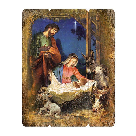 Nativity Scene Wood Pallet (Ars Sacra Collection) - 15" H - Saint-Mike.org