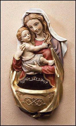 Madonna and Child Holy Water Font (2 pack) - 6" H - Saint-Mike.org
