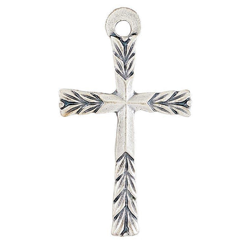 Faceted Pewter Cross Necklace (Heritage Collection) - 18" Chain - Saint-Mike.org