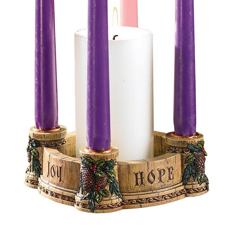 Fioretti Advent Wreath Candle Holder (Hope, Peace, Joy, Love) - 6" Dia - Saint-Mike.org