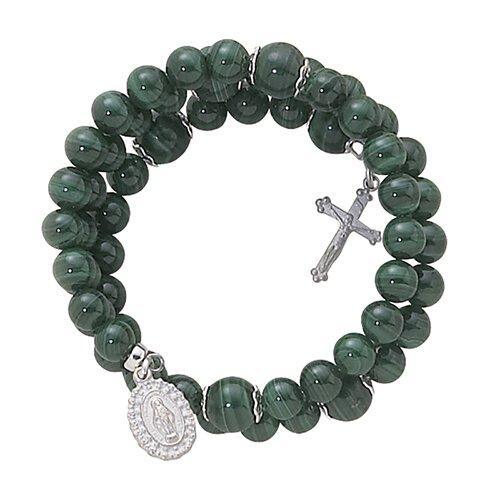 Five-Decade Faux Malachite Rosary Bracelet - 6mm Bead - Saint-Mike.org