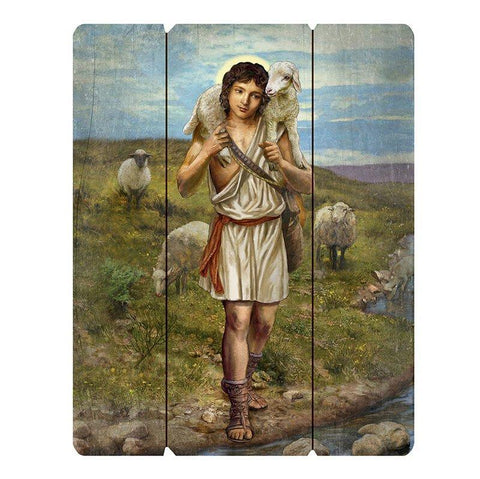 Good Shepherd Wood Pallet (Ars Sacra Collection) - 15" H - Saint-Mike.org