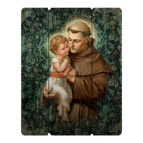 St. Anthony Wood Pallet (Ars Sacra Collection) - 15" H - Saint-Mike.org