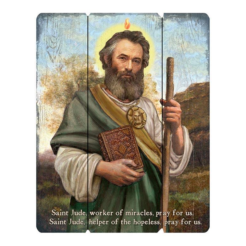 St. Jude Wood Pallet (Ars Sacra Collection) - 15" H - Saint-Mike.org