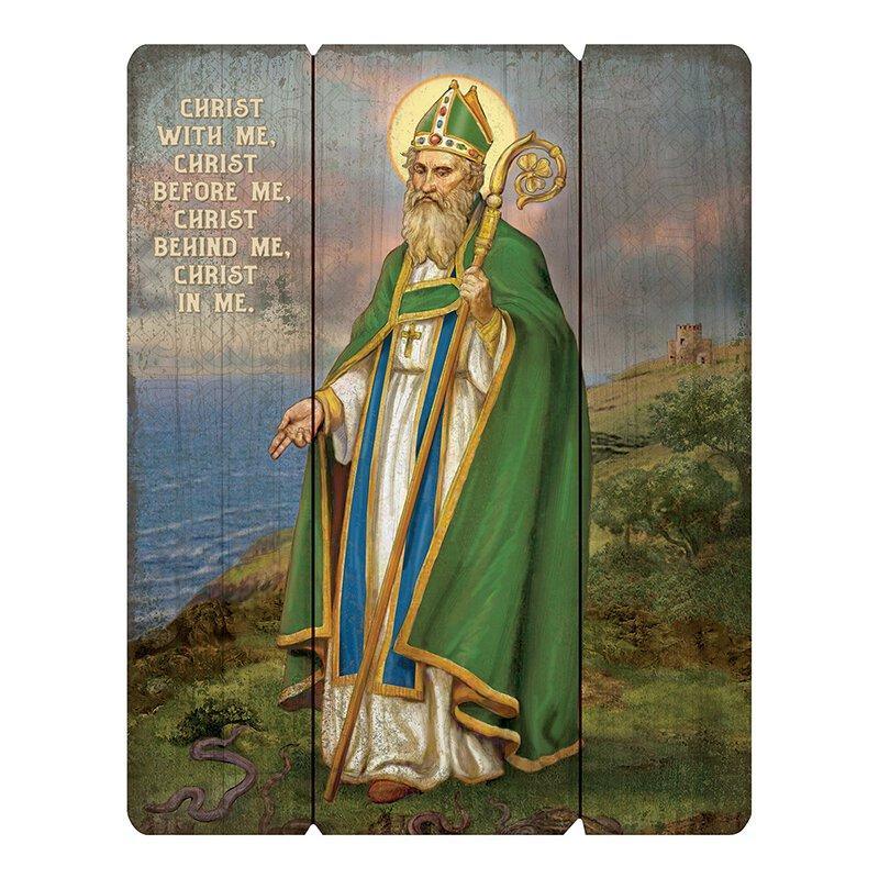 St. Patrick Wood Pallet (Ars Sacra Collection) - 15" H - Saint-Mike.org