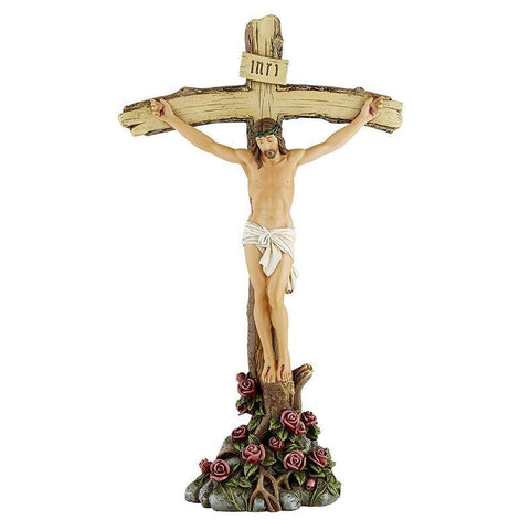 Roses Standing Crucifix - 11" H - Saint-Mike.org