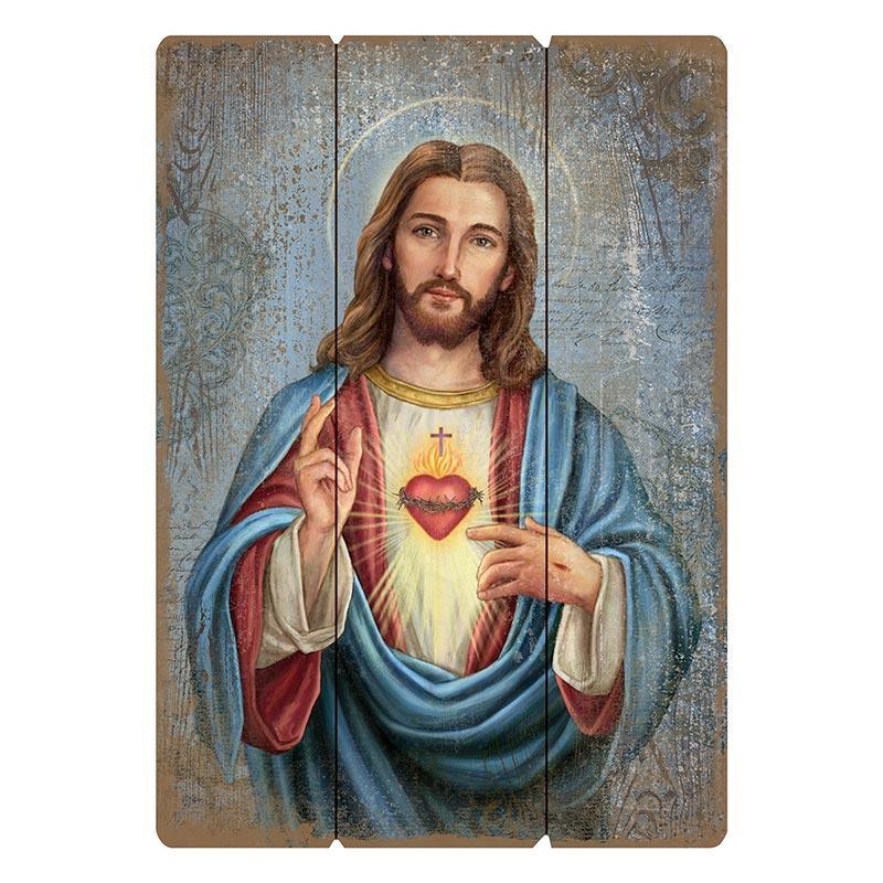 Sacred Heart Wood Pallet (Ars Sacra Collection) - 27" H - Saint-Mike.org