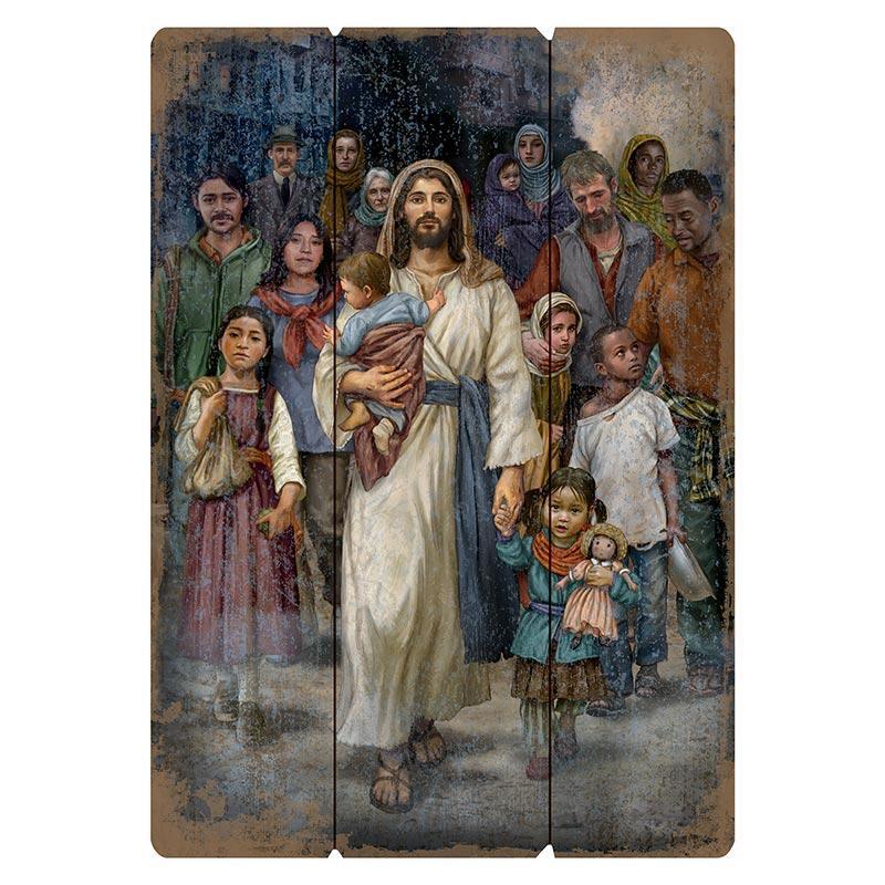 Welcome Stranger Wood Pallet (Ars Sacra Collection) - 27" H - Saint-Mike.org