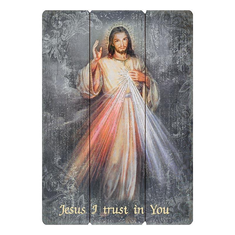 Divine Mercy Wood Pallet (Ars Sacra Collection) - 27" H - Saint-Mike.org