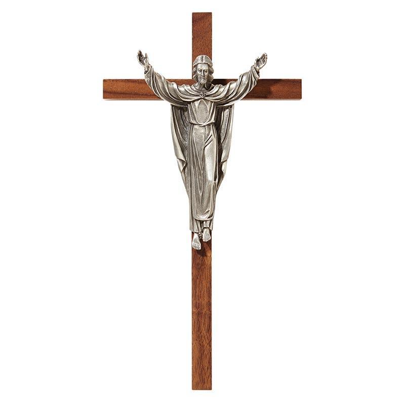 Walnut Risen Christ Crucifix - 10" H - Saint-Mike.org