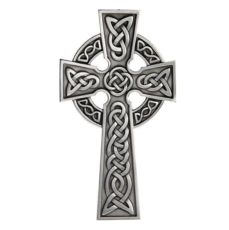 Pewter Knotted Celtic Cross - 8" H - Saint-Mike.org