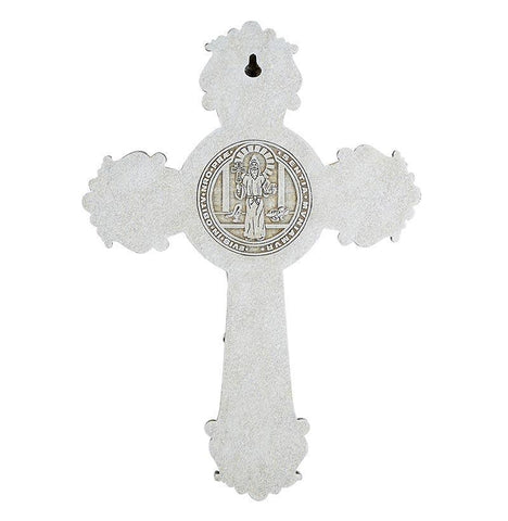 St Benedict Stone Resin Crucifix (2 pack) - 10" H - Saint-Mike.org