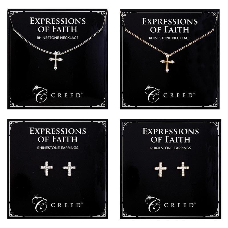 Childrens Rhinestone Cross Jewelry Bundle (Expressions of Faith Collection)  - 12 pieces - Saint-Mike.org