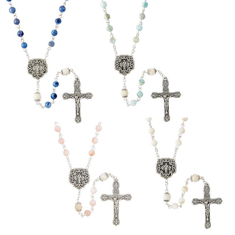 Glass River Pearl Rosary Collection Bundle - 12 Rosaries - Saint-Mike.org