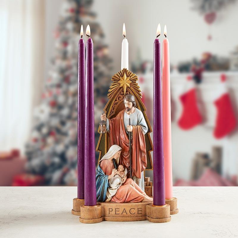 Good News Advent Candle Holder - 10.75" H - Saint-Mike.org
