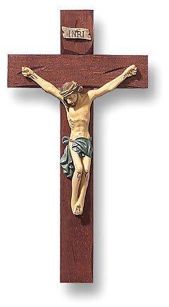 Roma Hand Painted Wooden Crucifix (Tomaso) - 8" H - Saint-Mike.org